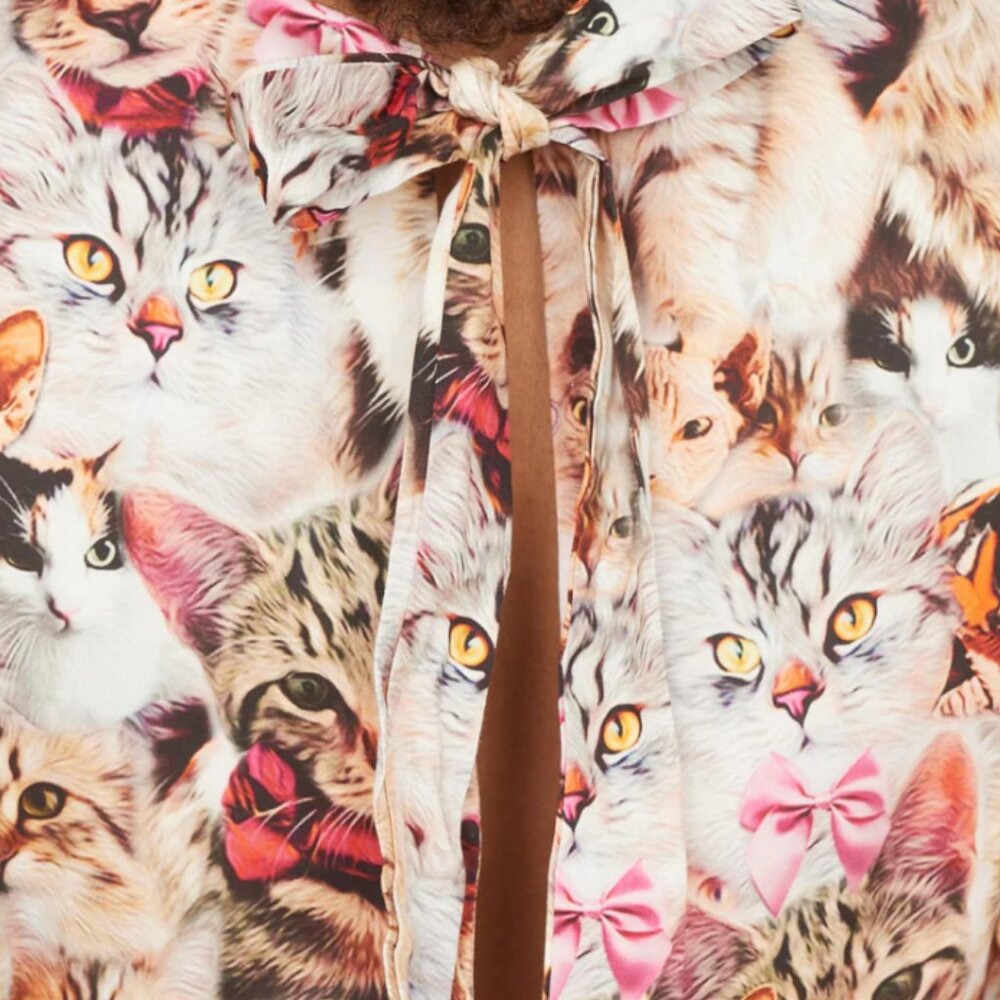 Lazy Oaf Furry Friends Cat Print Relaxed Fit Smoc… - image 4
